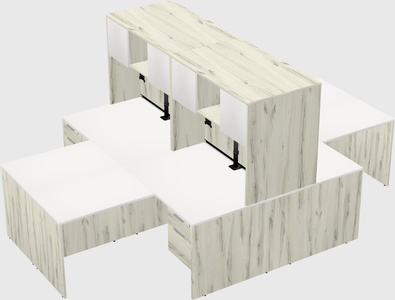 Quad l-shaped office desks
