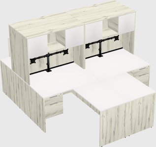 Quad l-shaped office desks