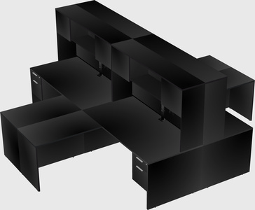 Quad l-shaped office desks