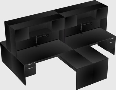 Quad l-shaped office desks
