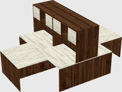 Quad l-shaped office desks