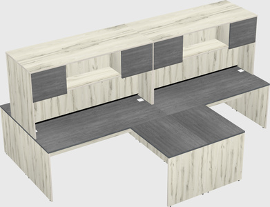 Quad l-shaped office desks