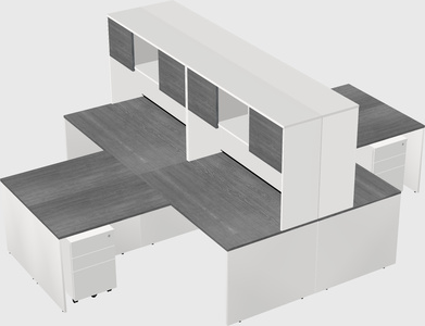 Quad l-shaped office desks