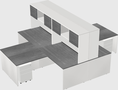 Quad l-shaped office desks