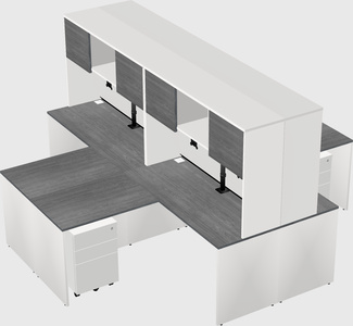 Quad l-shaped office desks