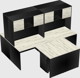 Quad l-shaped office desks