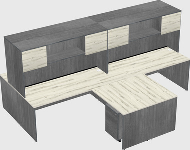 Quad l-shaped office desks