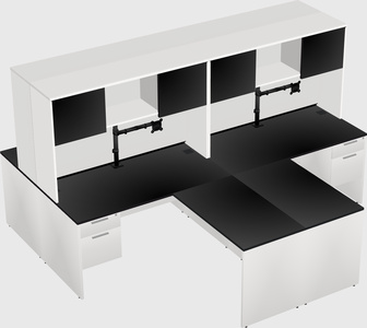 Quad l-shaped office desks