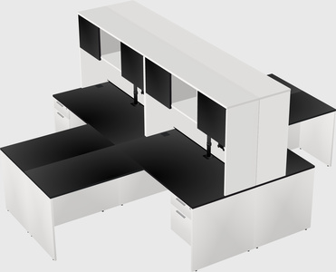 Quad l-shaped office desks