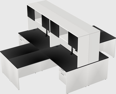 Quad l-shaped office desks