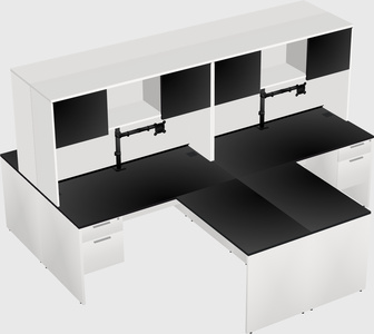 Quad l-shaped office desks