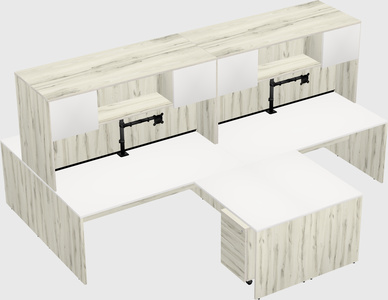 Quad l-shaped office desks