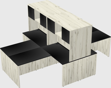 Quad l-shaped office desks