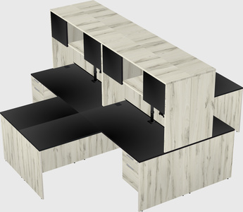 Quad l-shaped office desks