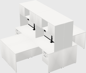Quad l-shaped office desks