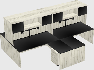 Quad l-shaped office desks