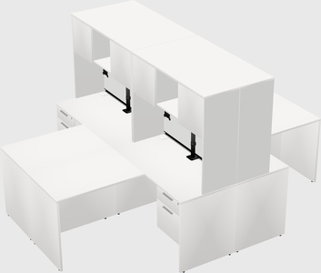 Quad l-shaped office desks