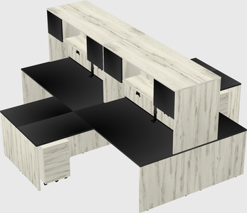 Quad l-shaped office desks