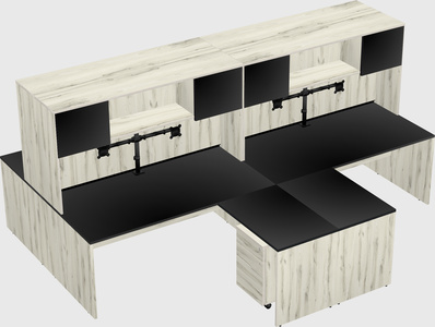 Quad l-shaped office desks
