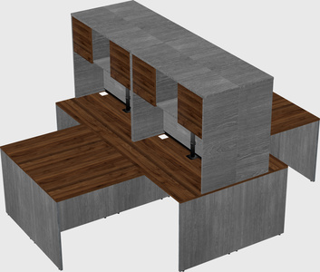 Quad l-shaped office desks