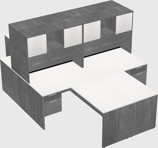 Quad l-shaped office desks