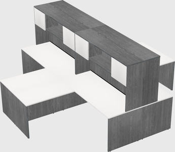 Quad l-shaped office desks