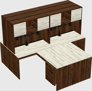 Quad l-shaped office desks