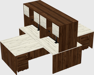 Quad l-shaped office desks