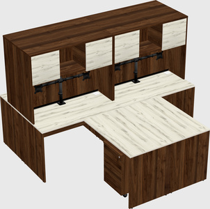 Quad l-shaped office desks