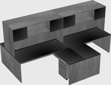 Quad l-shaped office desks