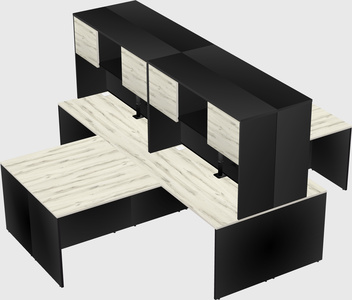 Quad l-shaped office desks
