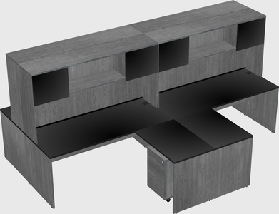 Quad l-shaped office desks
