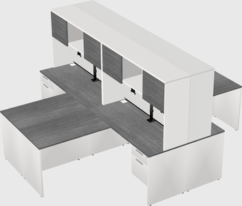 Quad l-shaped office desks