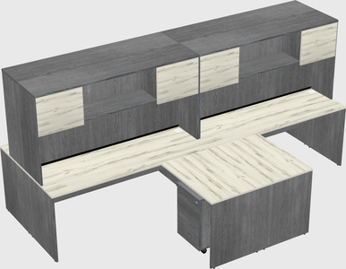 Quad l-shaped office desks