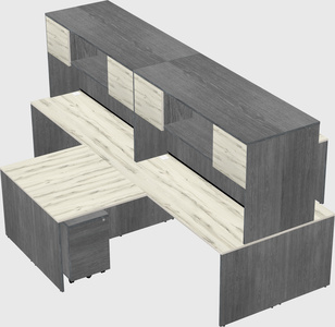 Quad l-shaped office desks