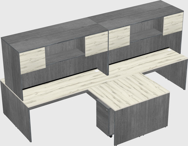 Quad l-shaped office desks