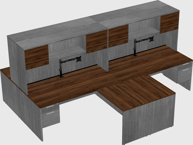 Quad l-shaped office desks