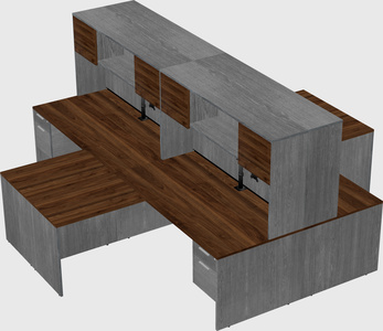 Quad l-shaped office desks