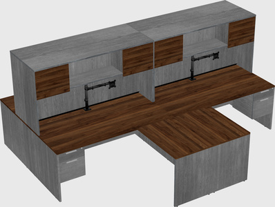 Quad l-shaped office desks