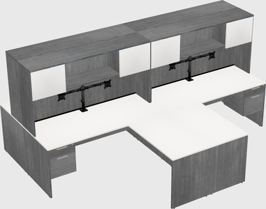 Quad l-shaped office desks