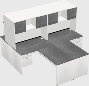 Quad l-shaped office desks