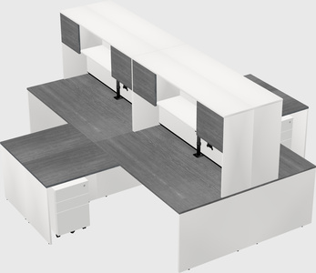 Quad l-shaped office desks