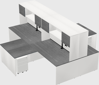 Quad l-shaped office desks