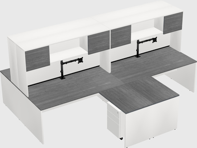 Quad l-shaped office desks
