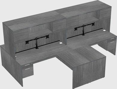Quad l-shaped office desks