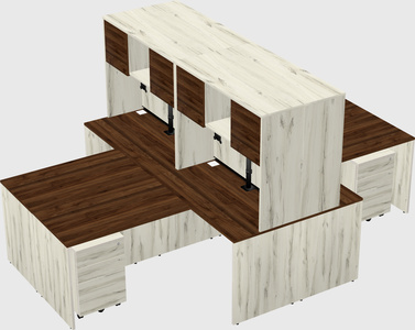 Quad l-shaped office desks