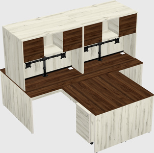 Quad l-shaped office desks