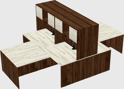 Quad l-shaped office desks