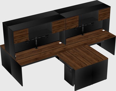 Quad l-shaped office desks