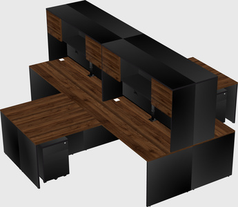 Quad l-shaped office desks